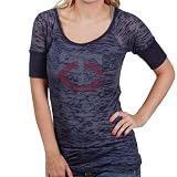 MLB Touch by Alyssa Milano Minnesota Twins Ladies Navy Blue Crystal Premium 1/4 Sleeve Burnout T-shirt (X-Large)