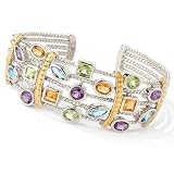 Sterling Silver / Platinum & 18K Vermeil 7.25 Multi-Gem Bracelet