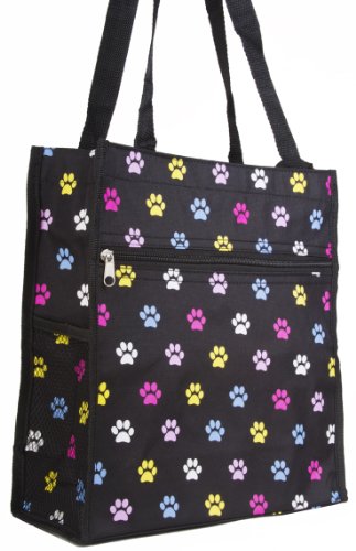 World Traveler Multicolor Pawprint Travel Tote Bag 12-inch