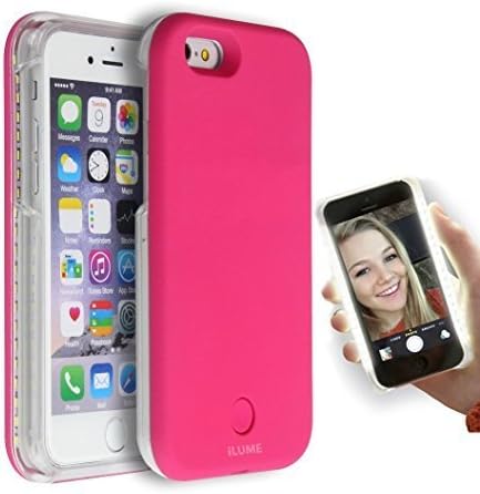 iLume® Luxury (Pink) Light Up Selfie LED illuminated Phone Cover Case Iphone 6 / 6s - Dimmable (includes USB charger)