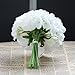Decor Artificial Flowers Real Touch Silk Flowers Floral Latex Real Touch Rose Peony Wedding Bouquet Home Party Design Flowers (White,1 Bunch)