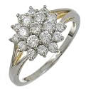 Silver Cz Set Cluster Ring
