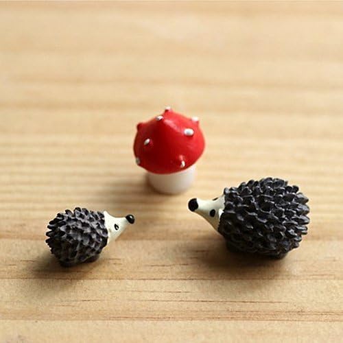 3pc Hedgehog three-piece House Micro Landscape Bonsai Plant Garden Decor Stakes Craft Deco Ornament free shipping