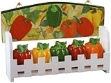 BELL PEPPER 3-D Wood Spice Rack & 5 Jars Set *NEW!*