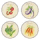 4 Dinner Plates Le Cadeaux Melamine Breakproof Verdura Pattern