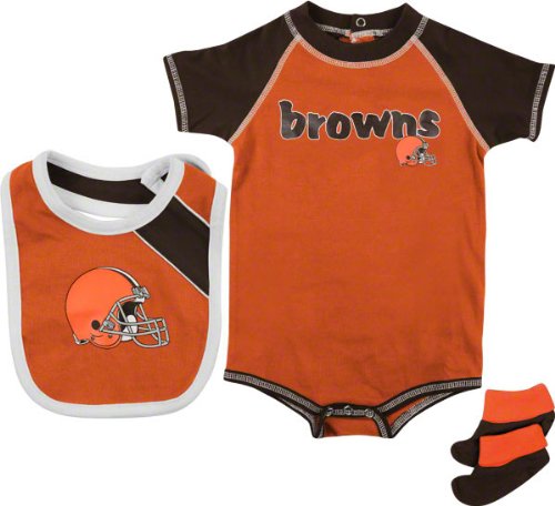 Cleveland Browns Infant Creeper, Bib, and Bootie Set