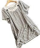 マタニティ ウェア ロング丈 Tシャツ チュニック 産前 ストライプ ボーダー 半袖 麻 ルームウェア 部屋着 にも オリジナルアイテム付き 892-16326