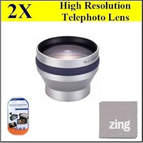 30mm 2X Telephoto Lens for Sony DCR-SR88 120GB Hard Disk Drive + MicroFiber Cleaning Cloth + LCD Screen Protectors