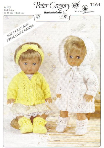 Peter Gregory Dolls Clothes and Premature Babies Outfits Knitting Pattern: Cardigan Set, Matinee Set: Cardigan, Bootees, Hairband, Coat, Bonnet (To fit doll 12"-14" 15"-18" 19"-22" - 31cm-56cm) Peter Gregory Dolls Clothes and Premature Babies Outfits Knitting Pattern: Cardigan Set, Matinee Set: Cardigan, Bootees, Hairband, Coat, Bonnet (To fit doll 12"-14" 15"-18" 19"-22" - 31cm-56cm)