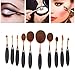 Yoseng 10 Pcs New fashionable Super Soft Oval Toothbrush Makeup Brush Set Foundation Brushes Contour Powder Blush Conceler Brush Makeup Cosmetic Tool Set Black Rose Golden ...