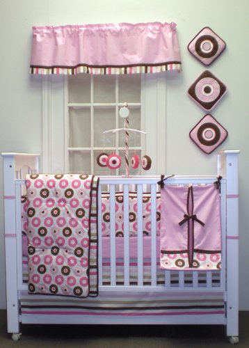 MOD Dots/stripes Pink/chocolate 10 Pc Crib Set