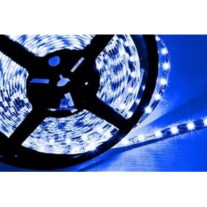 Hitlights LED Blue Lighting Strip, 300 LEDs, 3528 Type SMD, 5 Meter or 16.4 Ft, 12 Volt, 24 Watt