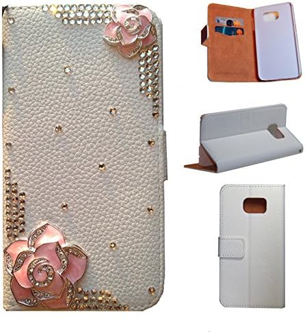 Samsung Galaxy Note 5 Case, MGIFTSHOP Luxury 3D Bling Diamond Crystal Rhinestone Wallet Leather Purse Flip Card Pouch Stand Cover Case for Samsung Galaxy Note 5 [Camellia]