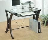 Cappuccino with Glass Computer Desk by Coaster