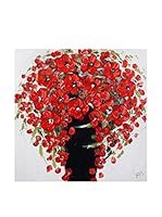 Arte Dal Mondo Panel Decorativo Paolo Rossini Vaso Fiori Rossi