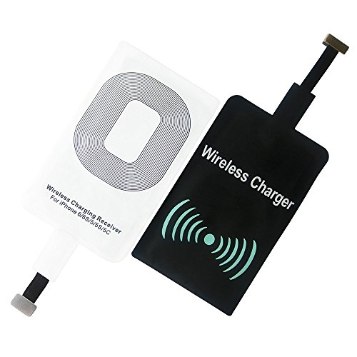 LIPLILY Universal QI Wireless Charging Receiver Patch Modules Bundle, 1 Receiver for IPhone 5/5S/5C/6S/6Plus/6SPlus and 1 Receiver for Android Mobile, Micro USB Interface Port
