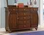 Kids 7 Drawer Dresser with Rope Design Trim in Antique Honey Brown Oak Finish