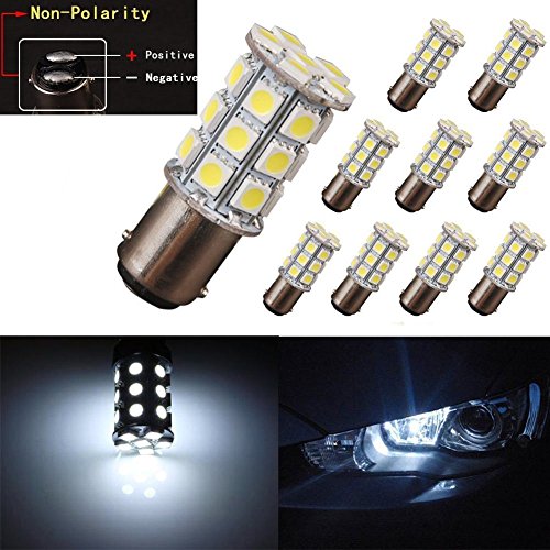 AUTOUS90 10X BA15D Xenon White 5050 27SMD For Boat Marine RV Car LED Light Bulb 1142 1076