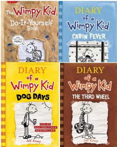 Diary of a Wimpy Kid 4 Book Collection (Dog Days; Third Wheel; Cabin Fever; Do-It-Yourself)
