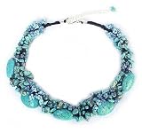 Turquoise Beaded Statement Necklace, 'Gush'
