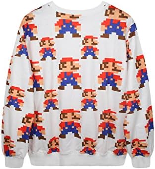 Bcosofu Women's Super Mario Patterns Digital Print Sweatshirt Sweaters