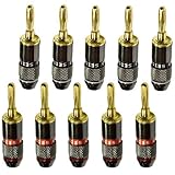 Seismic Audio - SAPT142 - 24k Banana Connectors Banana Clips - Black Chrome Finish - Pack of 10 (5 Red/5 Black)
