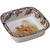 Spode Woodland Hunting Dogs Golden Retriever Square Rim Dish Oven to Table