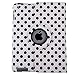 HDE iPad 2 iPad 3 iPad 4 Rotating Case 360 Degree Magnetic Cover Stand for 2nd 3rd 4th Generation iPad (Black & White Polka Dot)