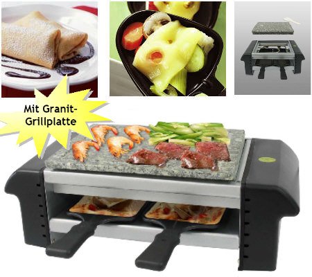 Mini Raclette Grill mit Grillplatte heißer Stein 
