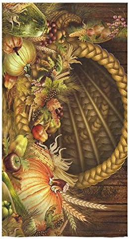 Thanksgiving Corn Pumpkin Apple Wheat Harvest Custom Beach Hotel Travel Washcloth Hand Towel Warmer Soft and Comfortable 80% Polyester 20% Cotton, (30" x 56")