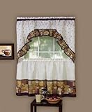 Achim Home Furnishings Coffee Tier and Swag Window Treatment Set, 57 by 36-Inch, Brown