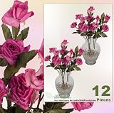 Twelve 20" Dry Look Artificial Rose Silk Flower Sprays Bendable Stems _Beauty Pink