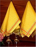 Armani International, Soliara, Dish-Towels-Set (2-pc) Luxury Quality European Jacquard Semi Linen in Gold