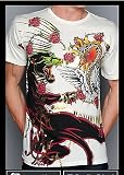 Designer of Ed Hardy, Christian Audigier Mens Panther and Serpent Platinum Tee in Olive
