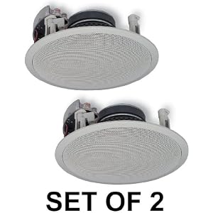 Yamaha Natural Sound Custom Easy-to-install In-Ceiling Flush Mount 2-Way 120 watts Speaker Set (1 Pair of 2 Speakers) with 1