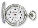 Avalon Silvertone Covered Pocket Watch with Chain, # 4042