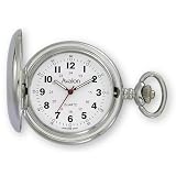 Avalon Silvertone Covered Pocket Watch with Chain, # 4042 by Avalon