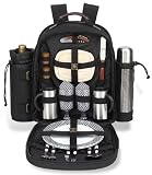 Picnic at Ascot 043BLK-G Coffee & Tea Black Super Deluxe Coffee Backpack 2-person