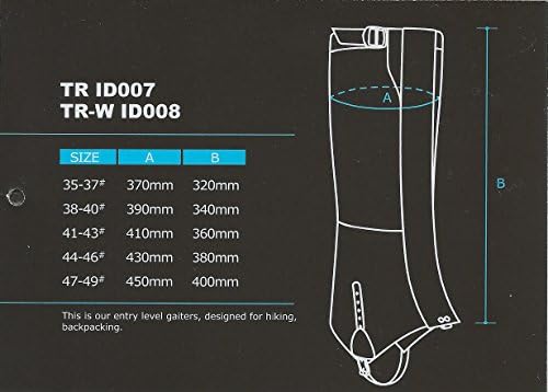 Black Crystal Snow Ski Hiking Gaiters Waterproof Breathable Men's Medium