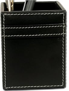Rustic Genuine Leather Executive Pencil Cup
