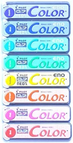 Pilot Color Eno Neox Mechanical Pencil Lead, 0.7 mm , 8 color set (Japan Import) [Komainu-Dou Original Package] by Color Eno
