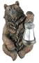 Grizzly Bear Holding Lantern Solar Patio Light Accent
