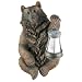 Grizzly Bear Holding Lantern Solar Patio Light Accent
