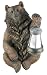 Grizzly Bear Holding Lantern Solar Patio Light Accent