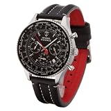 Detomaso Classic Herren-Armbanduhr FIRENZE Chronograph Leder SL1624C-BK