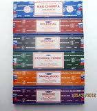 Satya Incense Flavors Collection - Six 40 Gram Boxes - Celestial, Midnight, Sunrise, Sandalwood, Etc