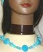 Blue Turquoise Multi Size Beads Separated By Silver Plated Discs Short Chain Necklace and Earrings