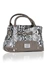 Claudia Canova Faux Python Skin Bowling Style Hobo Handbag Grey