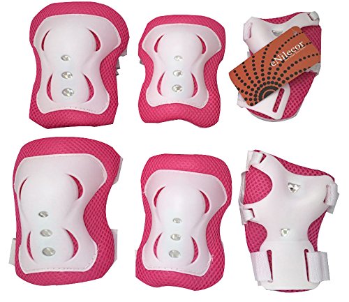 TOPWEL Kid's Roller Blading Wrist Elbow Knee Pads Blades Guard 6 PCS Set