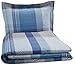 Amazon Brand – Pinzon Lightweight Cotton Flannel Duvet Set - Twin, Blue Plaid